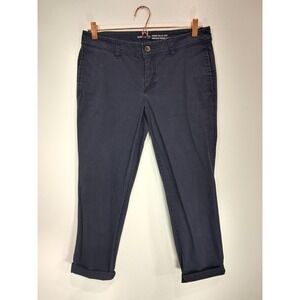 Gap Khakis Vintage Rolled Crop Navy Blue Chino Pants Womens Size 6R Mid Rise
